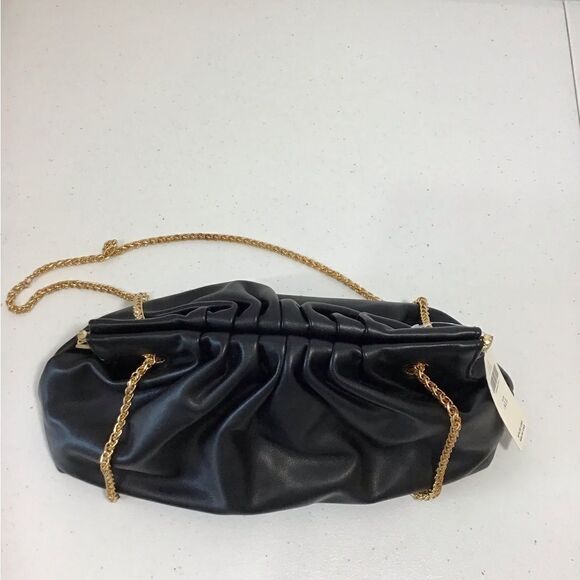 Anthropologie Black Faux Leather Convertible Handbag New - Picture 7 of 12